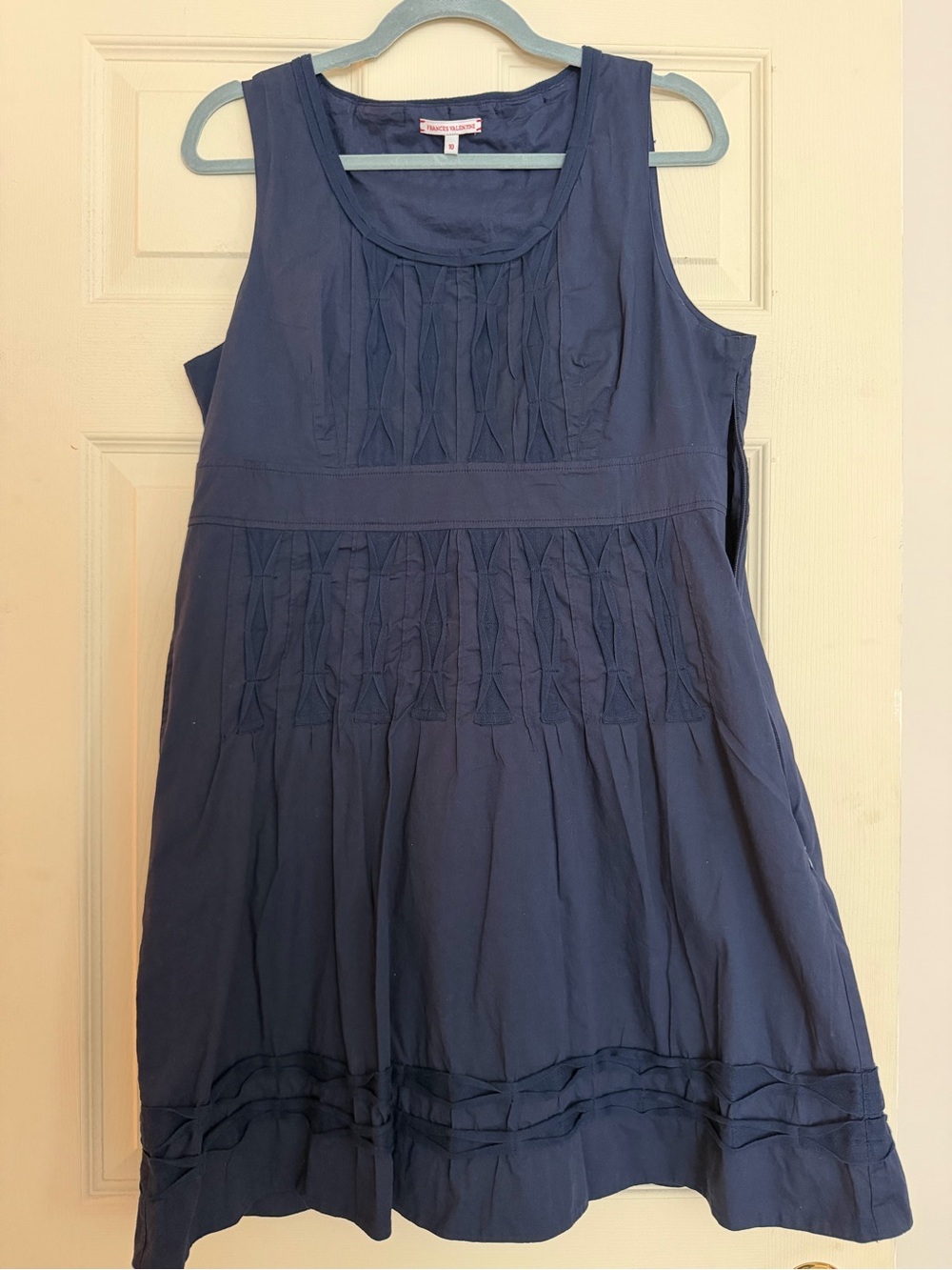 Frances Valentine Navy Dress with Light Blue Trim